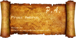 Prusz Ambrus névjegykártya